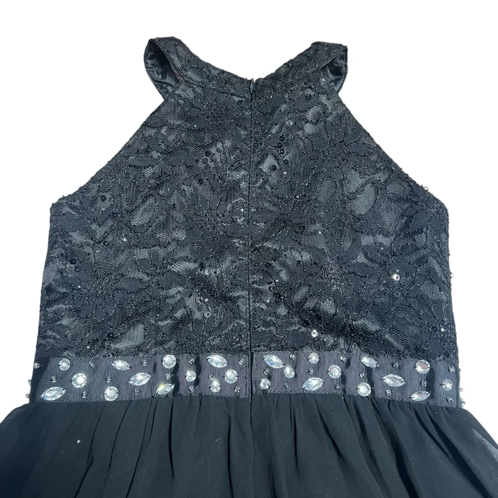 Iefiel - Girls Black Dressy Beaded Romper Sz 10